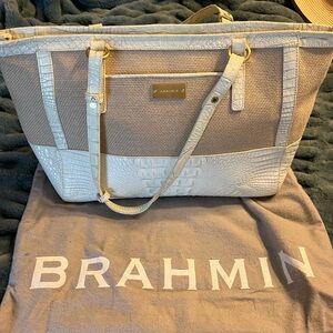 Brahmin Beige and Cream Tote Bag